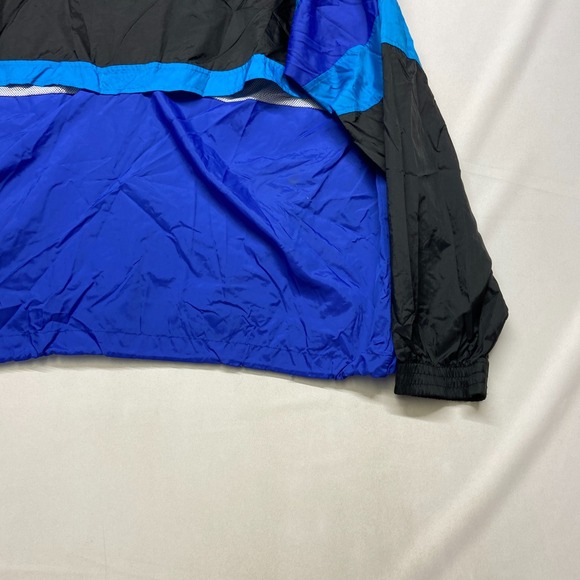 VTG Cheetah Windbreaker Jacket Men XL Blue BlackMesh Lined Hooded Long Sleeve - Picture 12 of 15